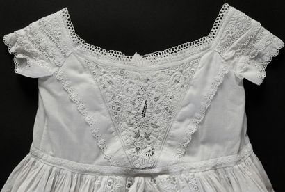 Superb christening gown, Ayrshire embroidery,...