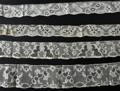 Five lace borders from Mechelen, spindles,...