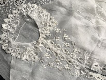 Elements of women's costume in white embroidery,...