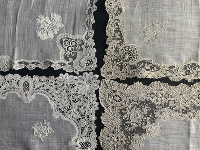 Five handkerchiefs, Point de Gaze and Duchesse,...