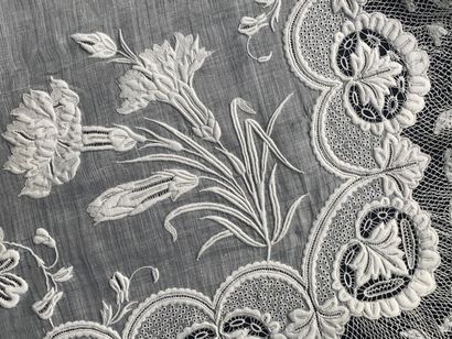 Two embroidered handkerchiefs, mid-19th century.
In...