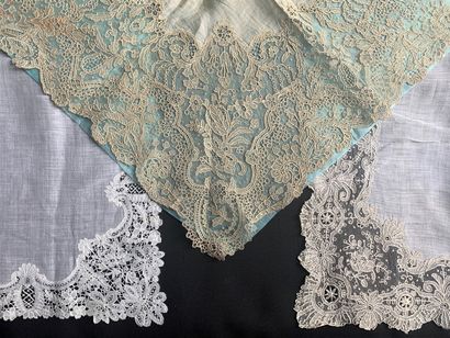 Five handkerchiefs, Point de Gaze and Duchesse,...