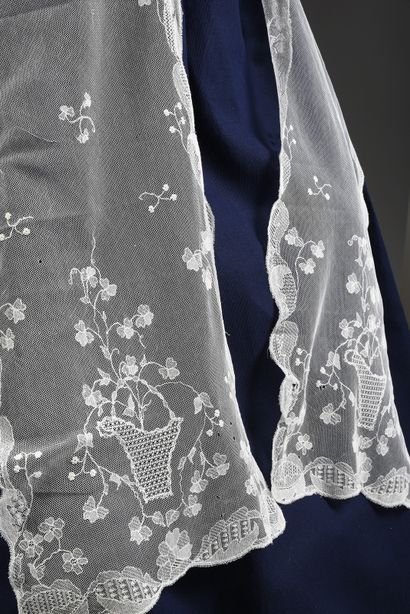 Two embroidered tulle stoles, Limerick, circa...