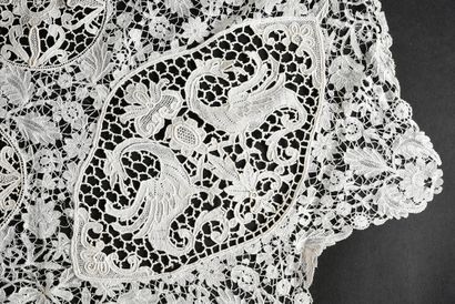 Lace tablecloth, spindles and needle, Belgium,...