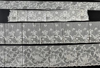 Six lace borders, spindles, Belgium, beginning...