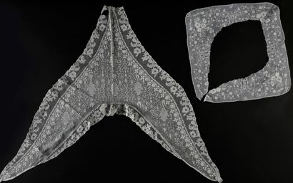 Nine collars or wimps in white embroidery,...