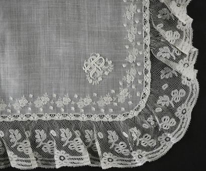 Four embroidered handkerchiefs, 2nd half...