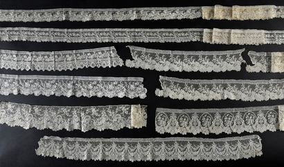 Eight gauze borders, needlepoint, Belgium,...