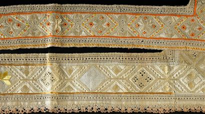 Six facings, embroidery and lace, Central...