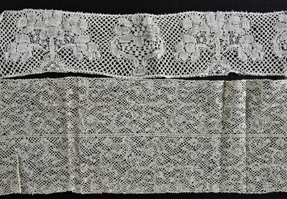 Three bobbin lace borders, Flanders, 1st...