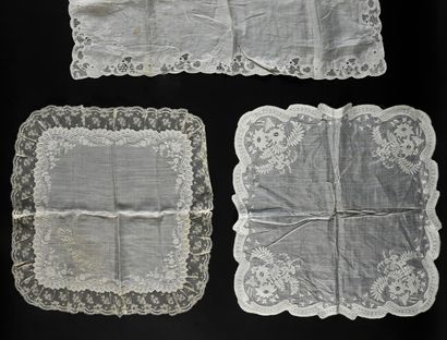 Three embroidered handkerchiefs, 2nd half...