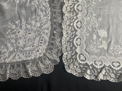 Two embroidered handkerchiefs, mid-19th century.
In...