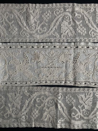 Border with vase and fantastic flowers, embroidery...