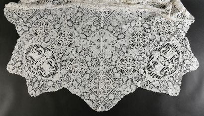 Lace tablecloth, spindles and needle, Belgium,...