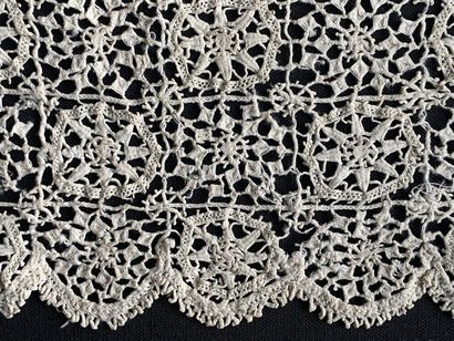 Two lengths of needle lace, Italy, end of...
