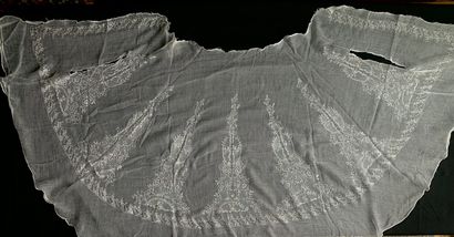 Elements of women's costume in white embroidery,...