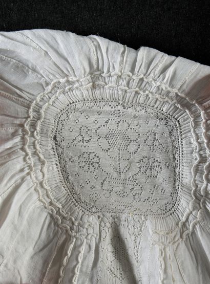 Two children's bonnets, Hollie Point, needlepoint,...