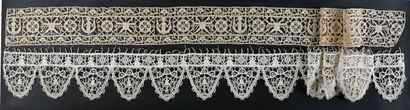 Two large needle lace borders, 1st half of...