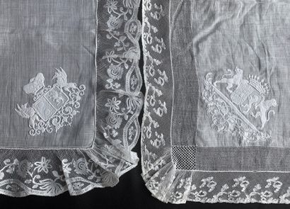 
Two handkerchiefs embroidered with the arms...