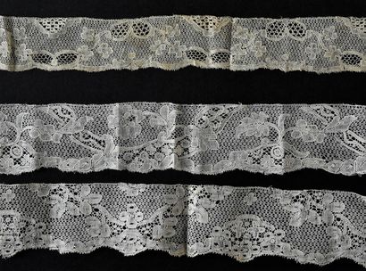 Six rare Malines laces with armour background,...