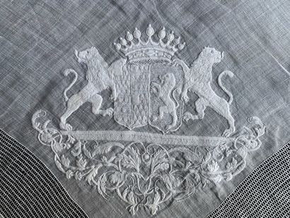 
Two handkerchiefs embroidered with the arms...