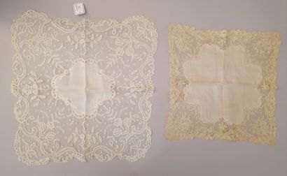 Two lace handkerchiefs, Brussels, end of...