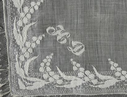 Four large embroidered handkerchiefs, 1st...