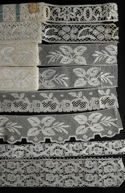 Long lengths of lace, bobbins, Belgium, 1st...