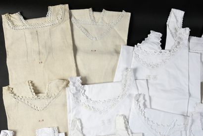 Fourteen women's day shirts, early 20th century.
Sleeveless...