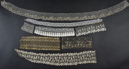 Metallic and silk lace borders and documents,...
