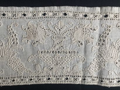 Border with vase and fantastic flowers, embroidery...
