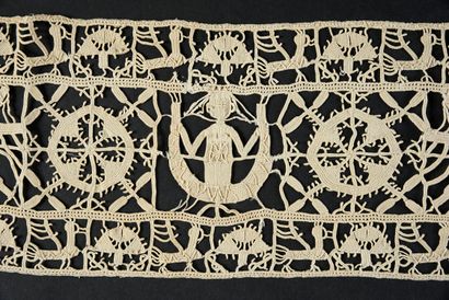 Two large needle lace borders, 1st half of...