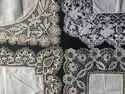 Seven handkerchiefs in lace, bobbin and Nanduti,...