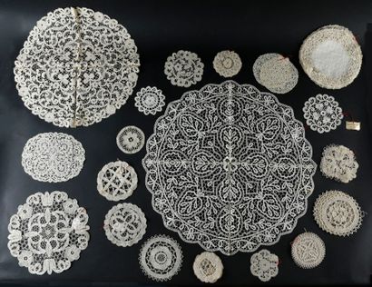 Placemats and saucers in bobbin lace, Belgium,...