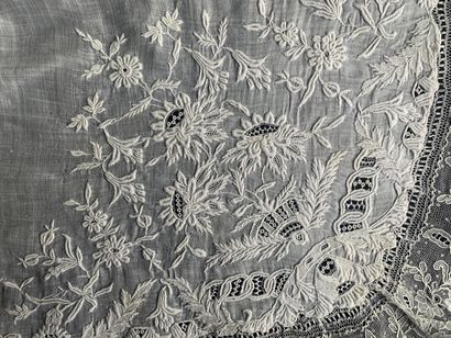 Two embroidered handkerchiefs, mid-19th century.
In...