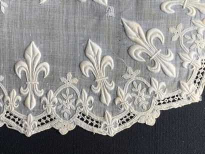 Three embroidered handkerchiefs, France,...