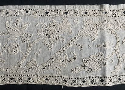 Border with vase and fantastic flowers, embroidery...