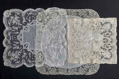 Three lace handkerchiefs, 2nd half of the...