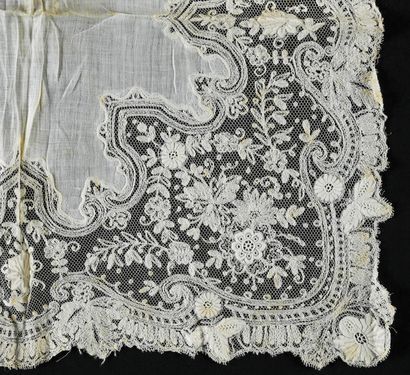 Embroidered tulle handkerchief, late 19th...