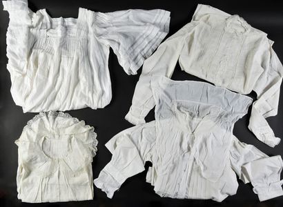 Seven women's nightgowns, late 19th century.
In...