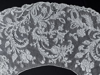 A Burano lace berthe neck, needlework, late...