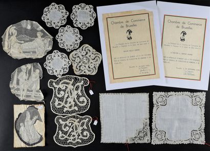 Handkerchiefs and lace inlays, Point de Gaze,...