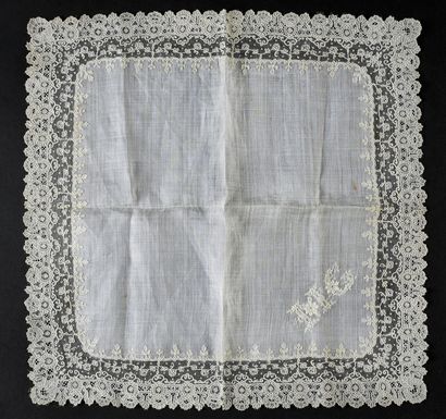 Gauze handkerchief, needlepoint, Belgium,...