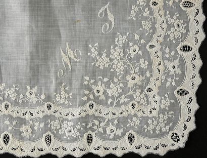 Four large embroidered handkerchiefs, 1st...