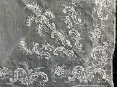 Two white embroidery fichus, 19th century....