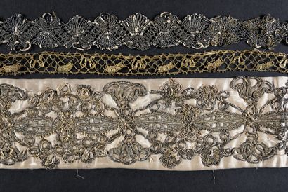 Metallic bobbin lace, polychrome cut stitch,...