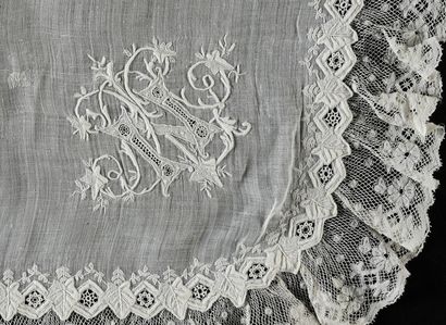 Six embroidered handkerchiefs, 2nd half of...