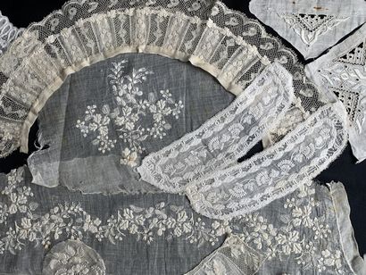 Collar, ruffles, cuffs in white embroidery...