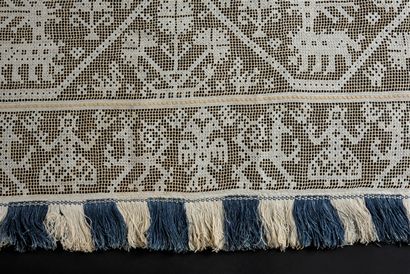 Panel, pulled thread rebrodé, Margaret Simeon...