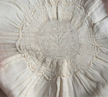 Two children's bonnets, Hollie Point, needlepoint,...